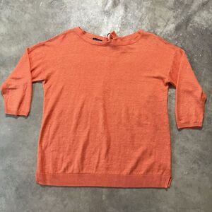 Talbots Sweater Womens Medium Petite Orange Linen Lightweight Resort Tie‎ Back